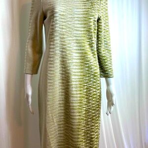 Misook  geometric pattern Olive and Cream Knit Dress